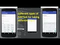 Types of Edit Text taking input in android validation for getting input in android Android share
