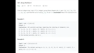 561 Array Partition I array leetcode 561 Array Partition I leetcode leetcode question cpp c