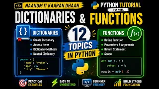 Python Dictionaries Functions Explained in Tamil Key-Value Return ParametersReal-World Examples