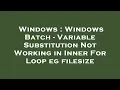 Windows Windows Batch - Variable Substitution Not Working in Inner For Loop eg filesize
