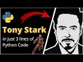 Draw Image of Tony Stark in just 3 lines of Python code Iron man image using python