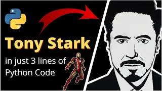 Draw Image of Tony Stark in just 3 lines of Python code Iron man image using python