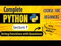 String Functions in Python Python Full course for Beginners Lecture 7
