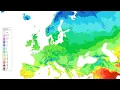 Europe average daily mean temperature