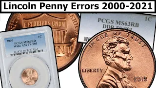 2000-2021 Lincoln Penny Errors Varieties Complete Guide - Values Clear Explanation