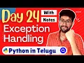 Day 24 Exception Handling in python Python Course in Telugu Vamsi Bhavani