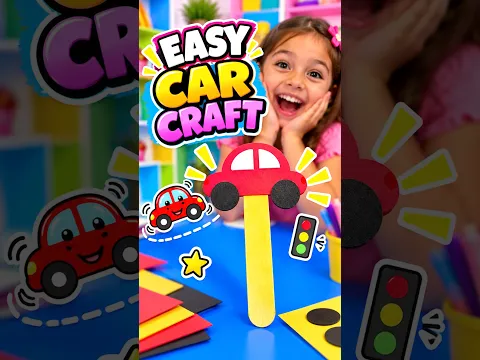 DIY Popsicle Stick Car Craft | Easy Paper Car for Kids #diy #craft #craftyfun #kids