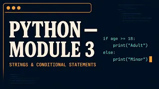 Python Full Course 03 Strings Conditional Statements