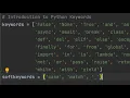 Python Keywords Introduction