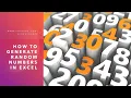 How to generate random numbers in excel for Data Analysis Simulation or for your next project