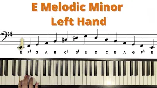 E Melodic Minor Scale - Left Hand Trinity Grade 1 Scales
