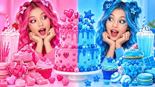 Tantangan Makanan MERAH MUDA vs BIRU! Makan SATU Warna Selama 24 Jam 🩷 💙 dengan 123 GO! Challenge