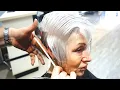 AMAZING HAIRCUT - 70S ANTI AGE Short Gray Graduation With Undercut