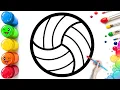 Drawing and Coloring a Colorful Volleyball Easy Step By Step