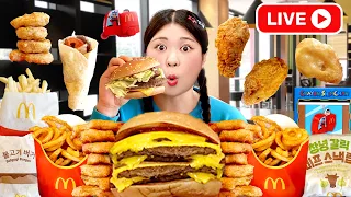 LIVE ASMR MUKBANG 양념치킨 햄버거 먹방 모음🍔 Crispy Fried Chicken Cheese Burger Collection | HIU 하이유