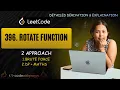 Rotate Function Leetcode 396 Super Simplified Explanation DP Maths Array Rotation