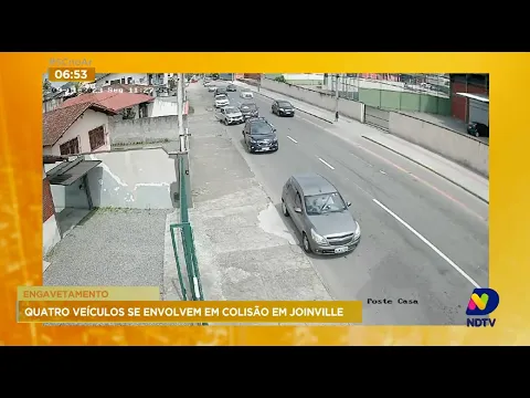 Engavetamento: quatro veículos se envolvem em colisão em Joinville