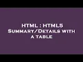 HTML HTML5 with a table