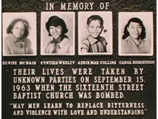 White Supremacists Bombing of the 16th St Baptist Church in 1963 Killing 4 little Girls