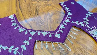 Simple Easy Work Blouse Unique Back Neck Design