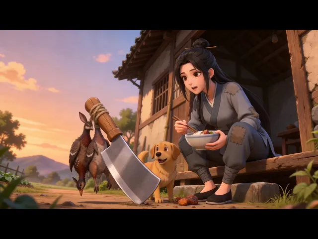 Kitchen knife, little village woman