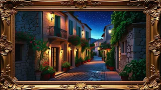 Village Night Painting | Framed TV Art in 4K | 2 Hour Peaceful Screensaver