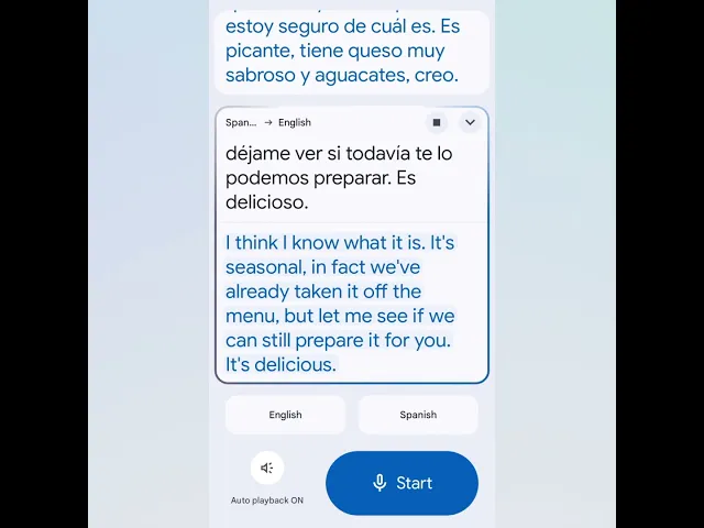 A video shows Google Translate’s latest live translation capability, which listens to English and Spanish speakers have a natural conversation, and translates across both languages back and forth.