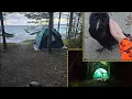 Camping On The Great Lake Coast With A Friendly Raven