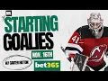 NHL Starting Goalies - Nov 16th