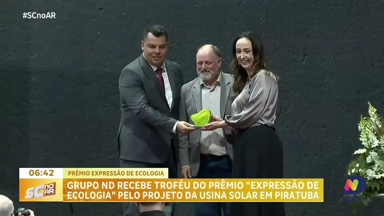 Grupo ND recebe prêmio "Expressão de Ecologia" pelo projeto da usina solar em Piratuba