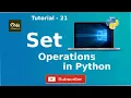 What is Set Operations in Python in hindi Tutorial - 21 Python Tutorial