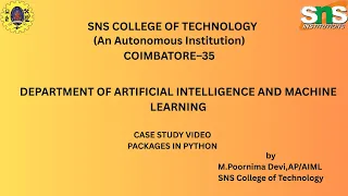 CASE STUDY PACKAGES IN PYTHON APPLIED MACHINE LEARNING SNS INSTITUTIONS