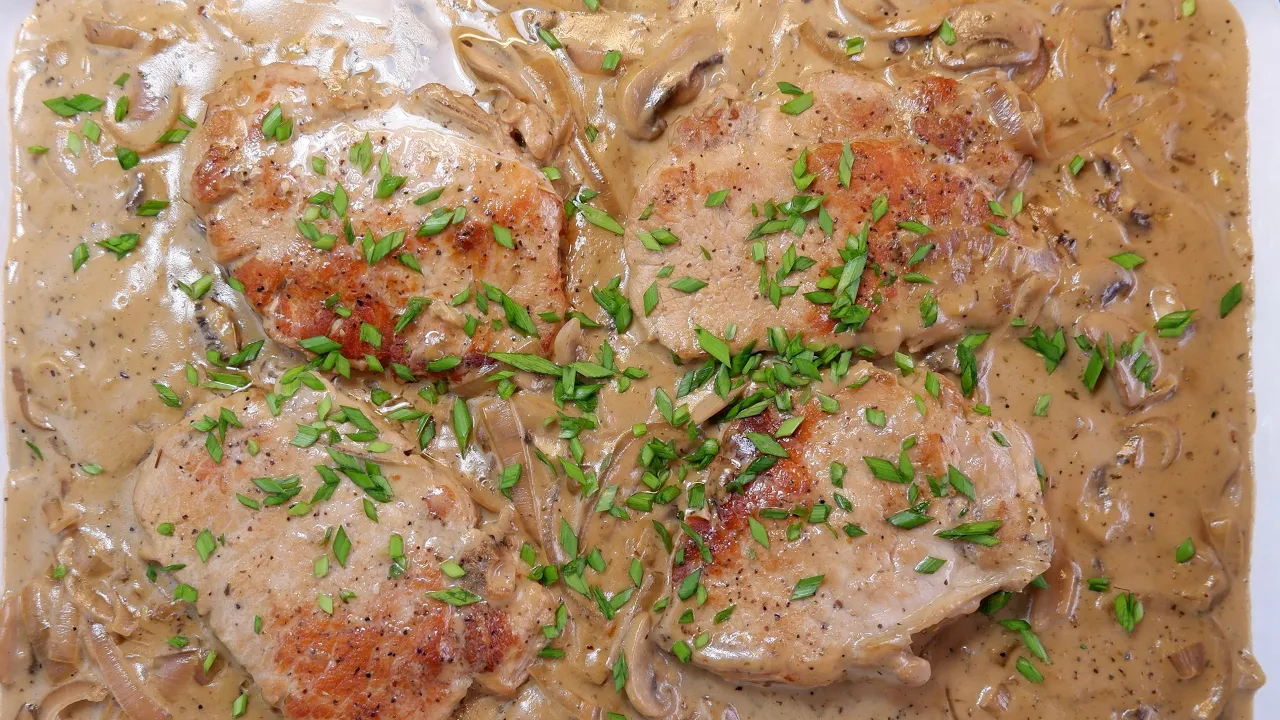 Irresistable Creamy Mushroom Pork Chops  Homemade Creamy Mushroom Sauce / Gravy Recipe