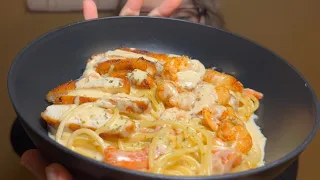 Chicken and Shrimp Carbonara