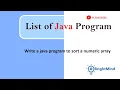 Java program to sorting numeric array