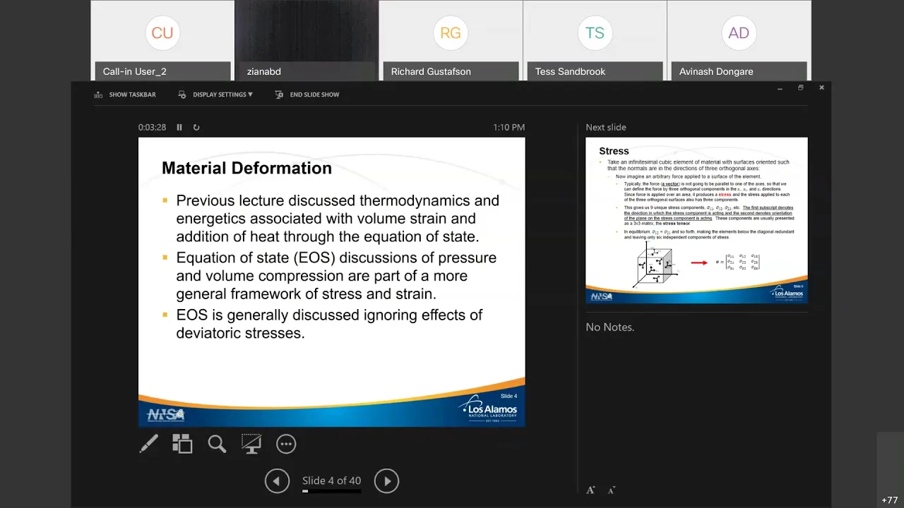 CREDDS SSDDS, lecture 3 with Bill Anderson: stress waves in solids