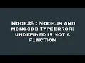 NodeJS Node js and mongodb TypeError undefined is not a function