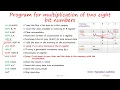 Program for multiplication of two 8 bit numbers