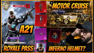 🔥A21 ROYAL PASS 1 TO 100 REWARDS l MOTOR CRUISE l 4.6 UPDATE RELEASE DATE (BGMI)