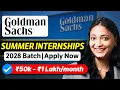 Goldman Sachs Summer INTERNSHIP for College Students - Complete Details