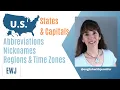 U S States Capitals Regions Time Zones English with Jennifer