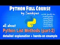 Lec 8 Python Lists Methods part 2 List with Built-in functions Python full course