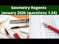 Geometry Regents January 2020 Part 1 Questions 1 - 24
