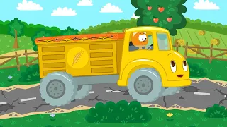РАЗНОЦВЕТНЫЕ ГРУЗОВИКИ -  Котенок Котэ - Учим Право и Лево Песенка мультик для малышей