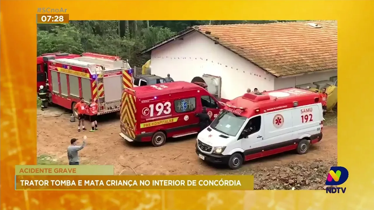 Trator atropela e mata criança, na tarde de sábado, no interior de Concórdia