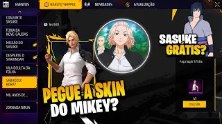 CORRE!! SKIN DO TOKYO REVENGERS, BÔNUS DE DIMAS, CAPÍTULO 2 AKATSUKI E MAIS - NOVIDADES FREE FIRE