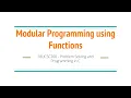 Modular Programming in C using Functions
