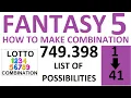 lottoformula com - Arizona Fantasy 5 Lottery numbers combination