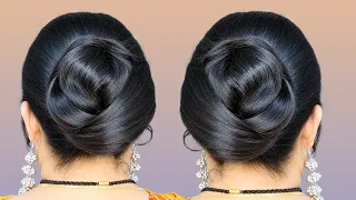 Simple Low Bun Hairstyle Perfect For Wedding ! Easy Hairstyles For Medium Hair! Donut Bun Hairstyles