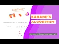 Kadanes algorithm Kadane s algorithm Maximum sub array sum Dynamic programming Code factory